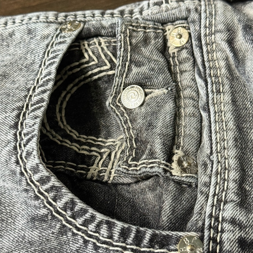 True Religion Black and White Denim with Silver Button